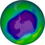 Largest ozone hole over Antarctica, NASA and NOAA image, Wikipedia